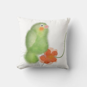 Belle housse de coussin oiseau vert "Lovebirds" Co