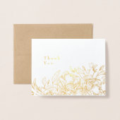 Belle huile d'or Carte de remerciements florale éc (Devant avec enveloppe)