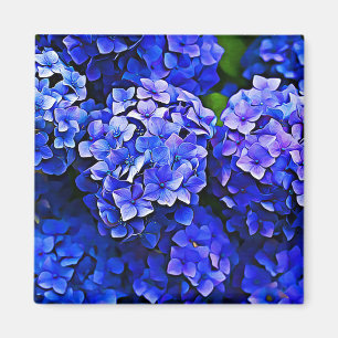 Belle Hydrangée Bleue Fleurs d'Art Floral Magnet