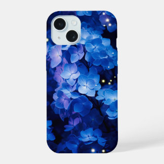 Belle Hydrangée Bleue Fleurs en Nuit