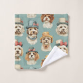 Belle illustration de Chiens en Casquette (Gant de toilette)