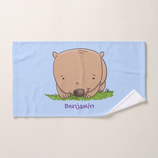 Belle illustration de dessin animé de bébé wombat (Serviette à main)