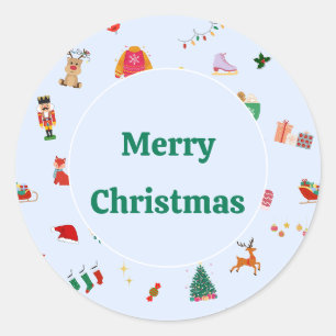 Belle illustration de Noël petit autocollant rond