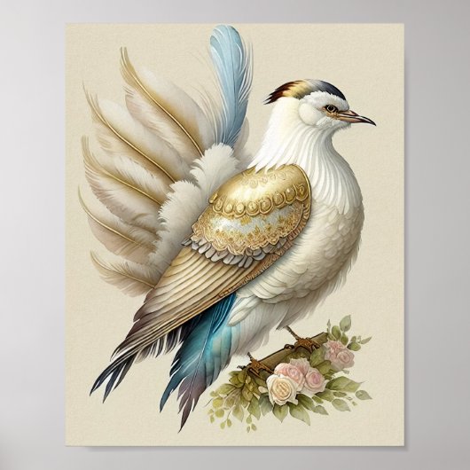 Belle impression d'oiseau Plumes Douces Neutres Ro (Devant)