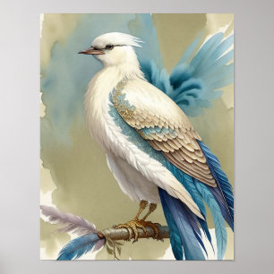 Belle impression d'oiseau Plumes sarcelle bleu ivo