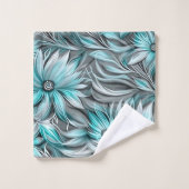 Belle impression Florale Turquoise Bleue (Gant de toilette)
