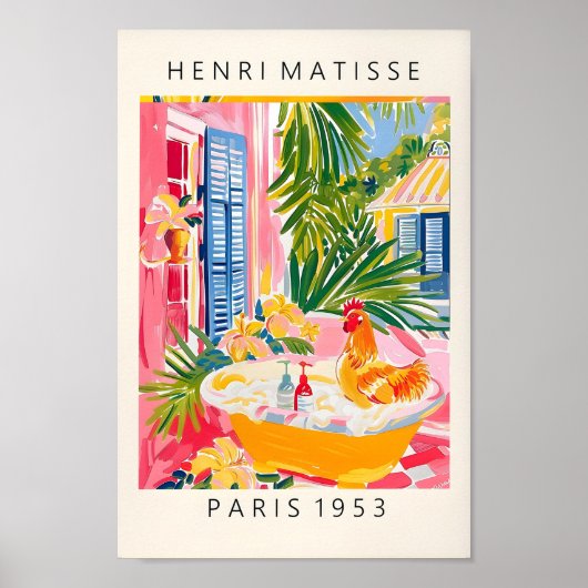 Belle Impression Poulet, Décor Rustique, Ferme Ros (Devant)