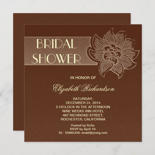 belle invitation à la douche nuptiale (Devant / Derrière)