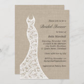 Belle Invitation à la douche nuptiale Burlap (Devant / Derrière)