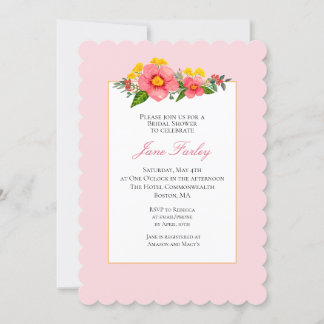 Belle Invitation à la douche nuptiale rose