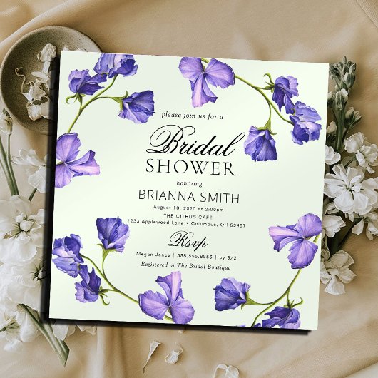 Belle Invitation à la douche nuptiale violette