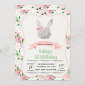 Belle invitation à la fête d'anniversaire de lapin (Devant / Derrière)