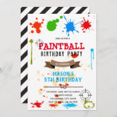 Belle invitation à la fête d'anniversaire de paint (Devant / Derrière)
