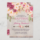 Belle invitation à la floraison rose BAPTISM (Devant / Derrière)