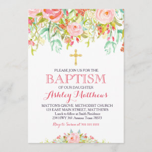 Belle invitation à la floraison rose BAPTISM