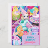 Belle invitation à la sirène d'anniversaire (Devant)