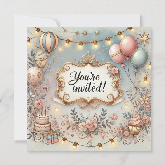 Belle Invitation Anniversaire (Devant)