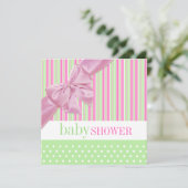 Belle invitation au Baby shower rose et vert (Debout devant)