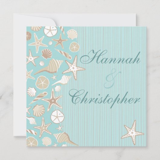 Belle invitation au mariage de Seashell Beach (Devant)