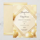 Belle invitation au mariage en or (Devant / Derrière)