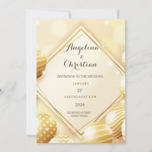 Belle invitation au mariage en or