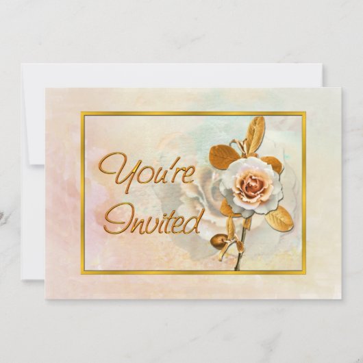 Belle Invitation Avec Rose (Devant)