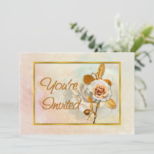 Belle Invitation Avec Rose (Debout devant)