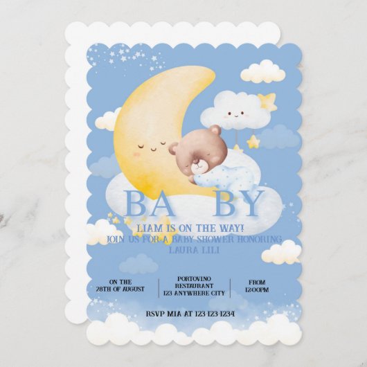 Belle Invitation Baby shower (Devant / Derrière)