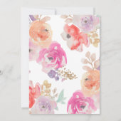 Belle Invitation Baby shower Aquarelle florale (Dos)