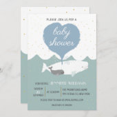 Belle Invitation Baby shower de baleine blanche Be (Devant / Derrière)