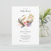 Belle invitation Baby shower de cygne (Debout devant)