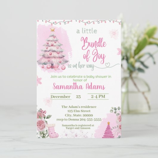 Belle invitation Baby shower de Noël (Debout devant)