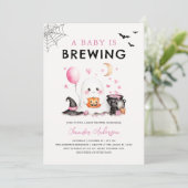 Belle Invitation Baby shower Fantôme Halloween (Debout devant)