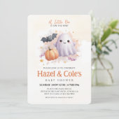 Belle Invitation Baby shower Fantôme Halloween (Debout devant)
