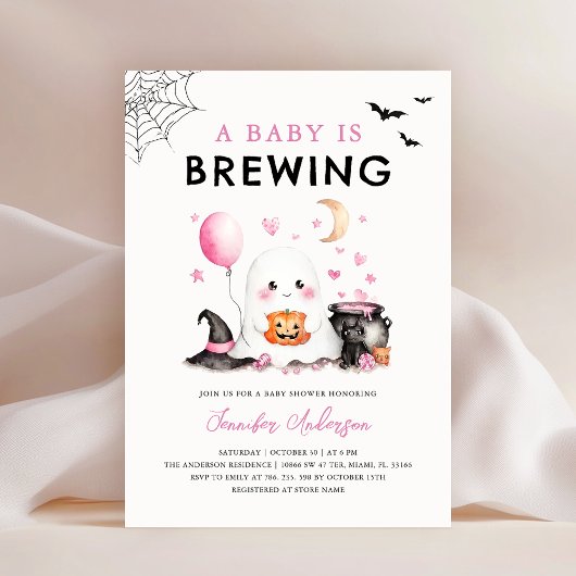 Belle Invitation Baby shower Fantôme Halloween