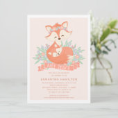 Belle Invitation Baby shower fille Fox Woodland (Debout devant)