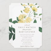 Belle Invitation Baby shower Fleur Jaune (Devant / Derrière)