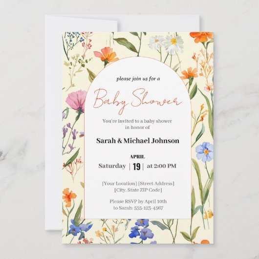 Belle Invitation Baby shower Floral (Devant)