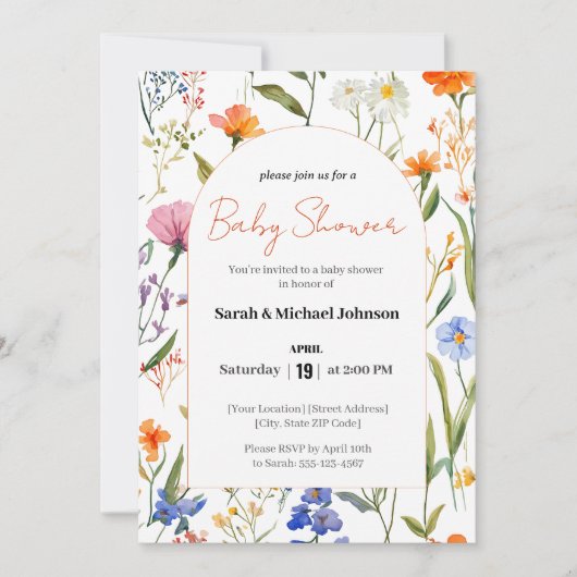 Belle Invitation Baby shower Floral (Devant)