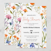 Belle Invitation Baby shower Floral (Devant / Derrière)