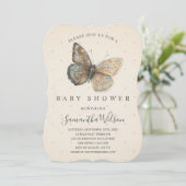 Belle invitation Baby shower papillon (Debout devant)
