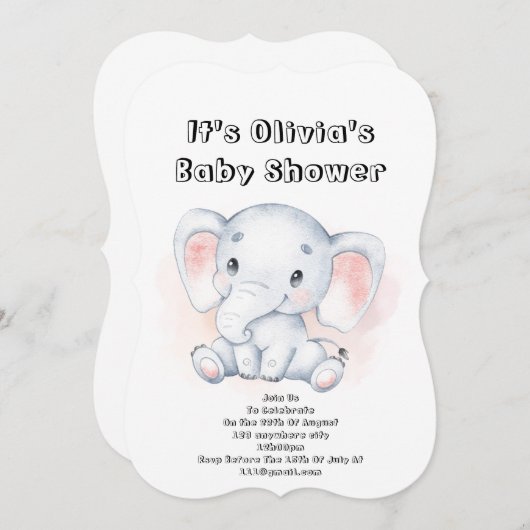 belle invitation baby shower pour bébé fille (Devant / Derrière)