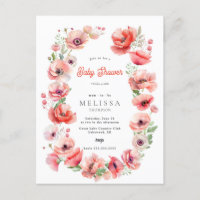 Belle invitation Baby shower rose et rouge de pavo