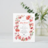 Belle invitation Baby shower rose et rouge de pavo (Debout devant)