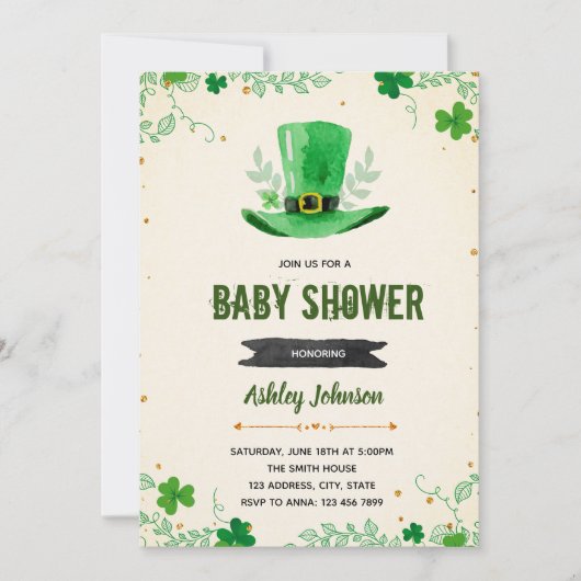 Belle invitation baby shower shamrock (Devant)