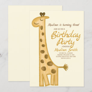 Belle invitation d'anniversaire à la Girafe Aquare