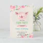 Belle invitation d'anniversaire de porc (Debout devant)