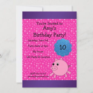 Belle invitation d'anniversaire de porc