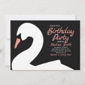 Belle invitation d'anniversaire du cygne blanc (Devant)