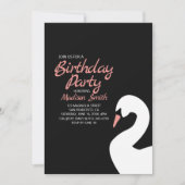 Belle invitation d'anniversaire du cygne blanc (Devant)